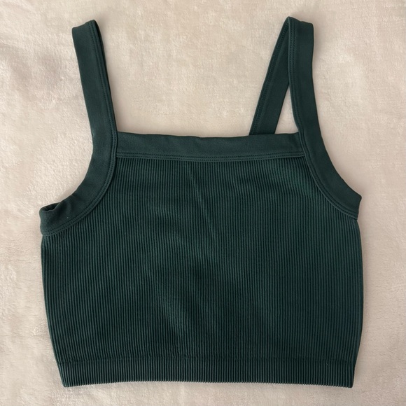 Cotton On Tops - Cotton On - Green Ribbed Cropped Tank Top